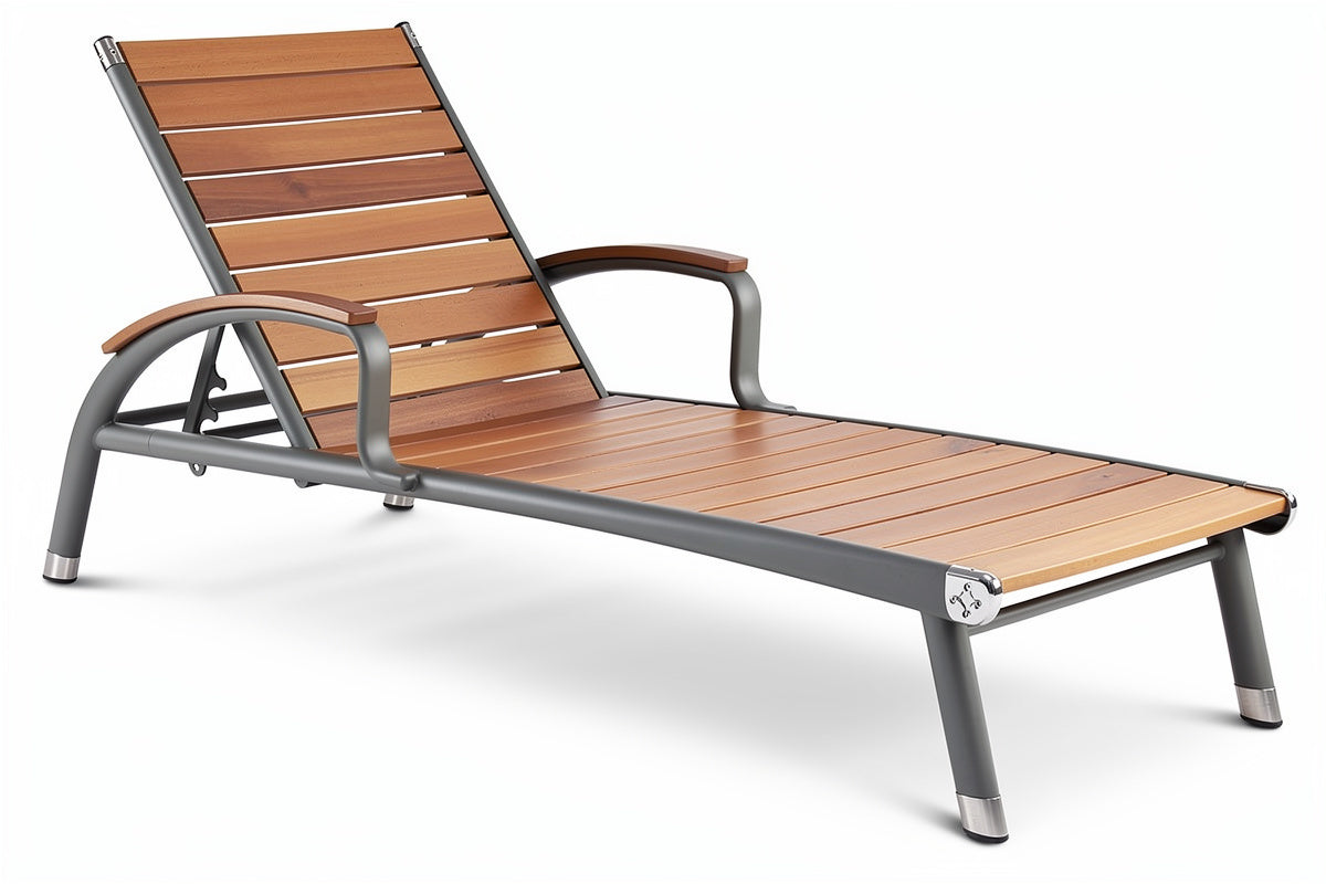 **Technische Titel in het Nederlands: Elegante Ligstoel van Hout en Aluminium**