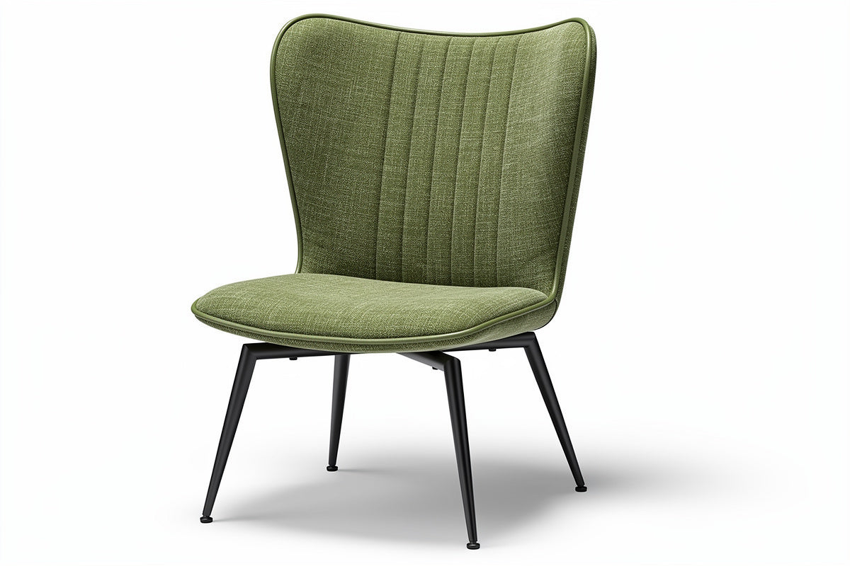 **Nederlandse technische titel: Comfortabele groene fauteuil met metalen poten**