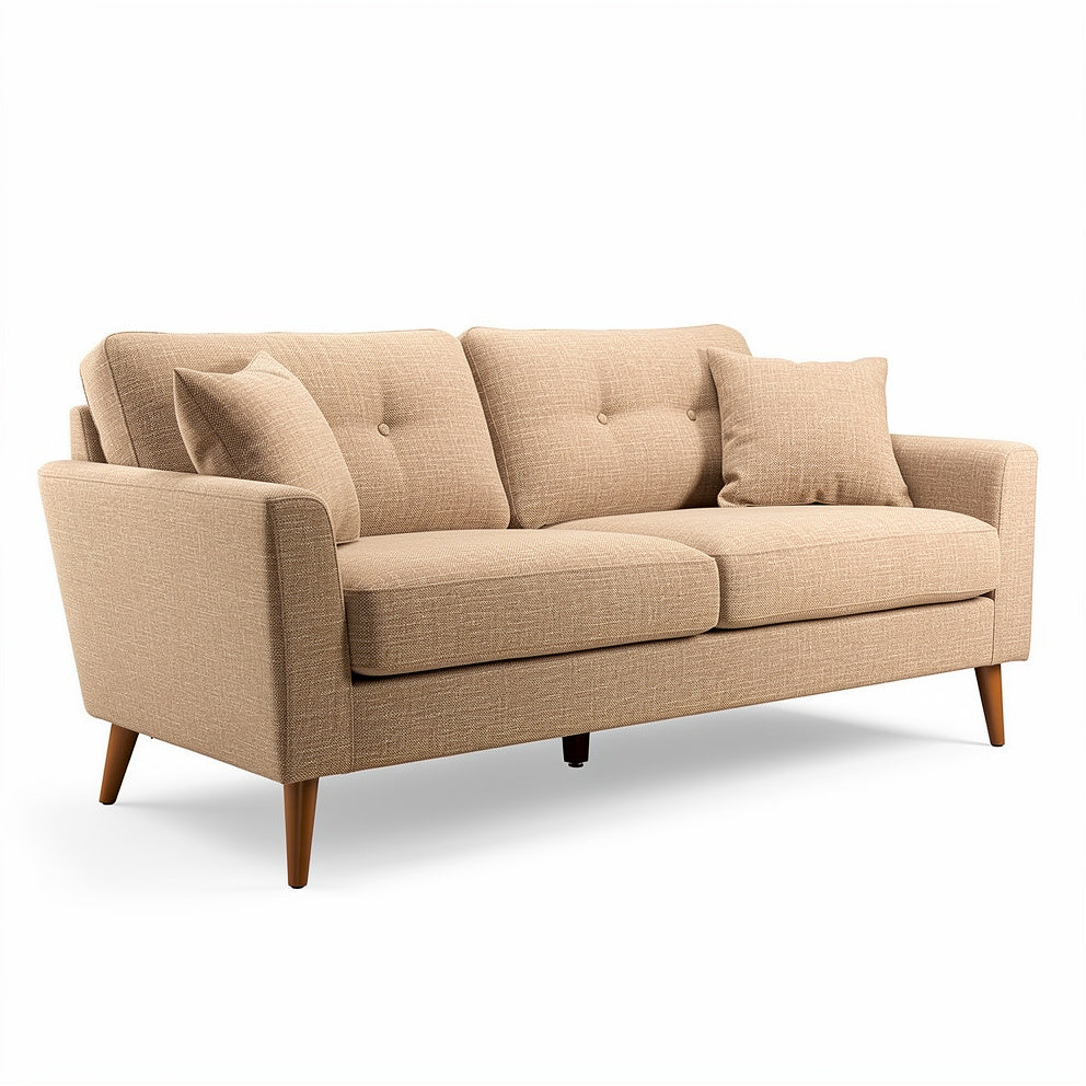 **Moderne beige bank met kussen - Scandinavisch ontwerp**
