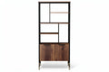 **Moderne houten boekenkast met open en gesloten compartimenten**
