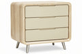 **Moderne nachtkast met 3 lades in beige en houtafwerking**
