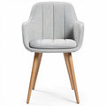 **Moderne grijze fauteuil met houten poten**