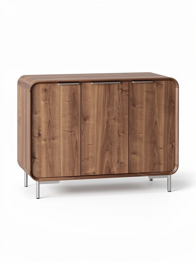 **Technische titel in het Nederlands: Modern houten dressoir met metalen poten**